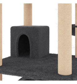 Arbre à chat avec griffoirs en sisal gris foncé 141 cm