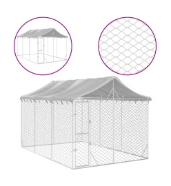 Chenil d'extérieur pour chiens avec toit argenté 3x4,5x2,5 m