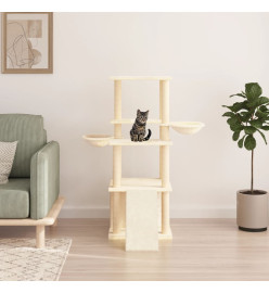 Arbre à chat avec griffoirs en sisal crème 133 cm