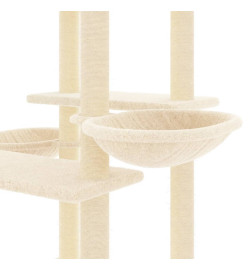 Arbre à chat avec griffoirs en sisal crème 133 cm