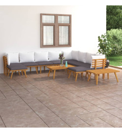 Salon de jardin 12 pcs avec coussins Bois d'acacia solide