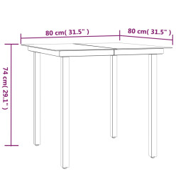 Ensemble à manger de jardin 3 pcs noir résine tressée et acier