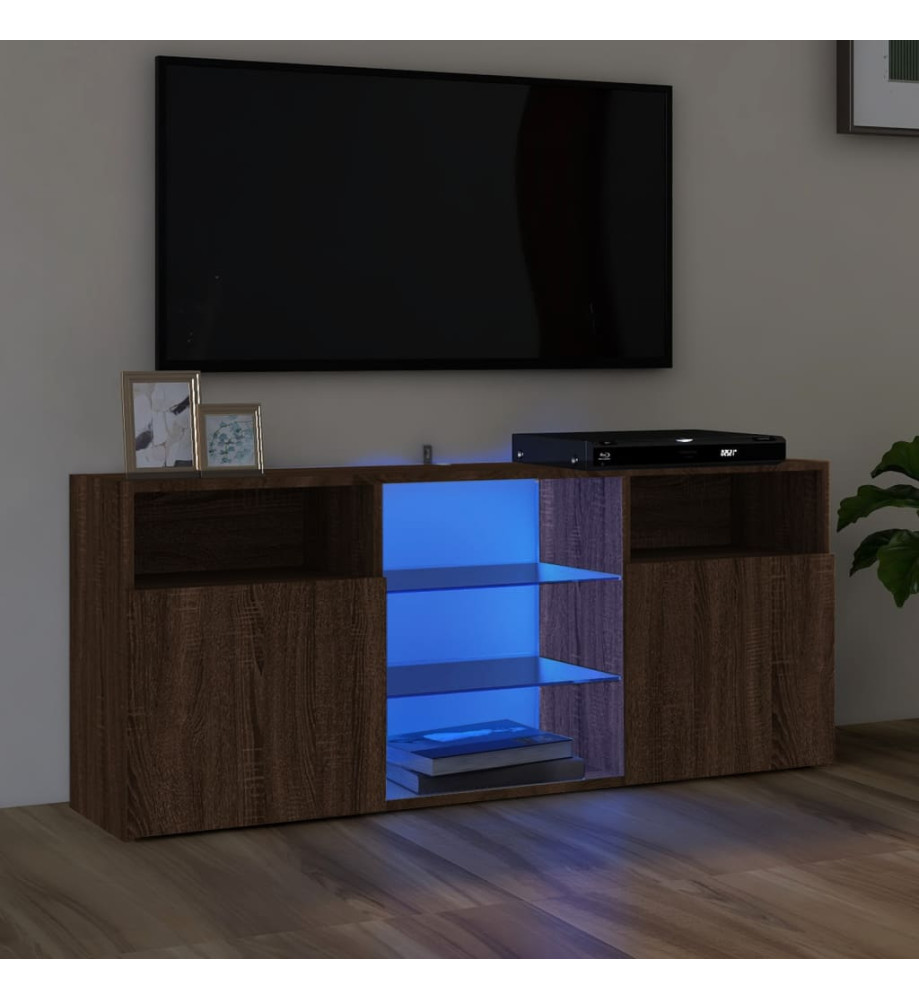 Meuble TV avec lumières LED Chêne marron 120x30x50 cm