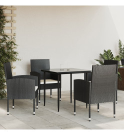 Ensemble à manger de jardin 5 pcs noir résine tressée et acier