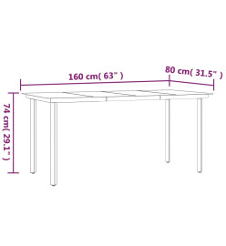 Ensemble à manger de jardin 5pcs gris/noir résine tressée/acier