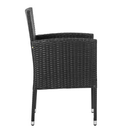 Ensemble à manger de jardin 5 pcs noir résine tressée et acier