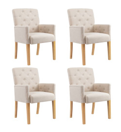 Chaises à manger avec accoudoirs lot de 4 beige tissu