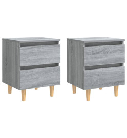 Tables de chevet pieds en bois 2 pcs Sonoma gris 40x35x50 cm