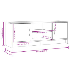 Meuble TV noir 102x30x37,5 cm bois d'ingénierie