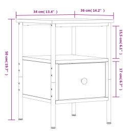 Table de chevet sonoma gris 34x36x50 cm bois d'ingénierie