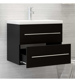 Armoire d'évier avec lavabo intégré Noir Aggloméré