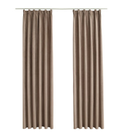 Rideaux occultants avec crochets 2 pcs Taupe 140x175 cm