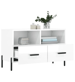 Meuble TV Blanc brillant 80x36x50 cm Bois d'ingénierie