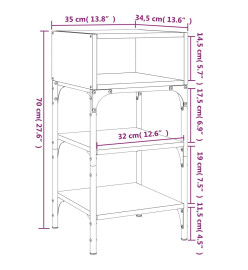 Tables de chevet 2pcs chêne fumé 35x34,5x70 c bois d’ingénierie