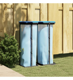 Porte-sacs poubelles 2 pcs noir et bleu 120 L PP