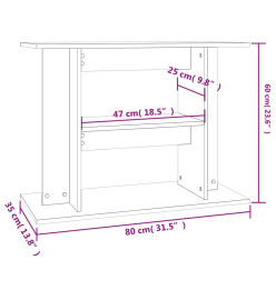 Support pour aquarium chêne sonoma 80x35x60cm bois d'ingénierie