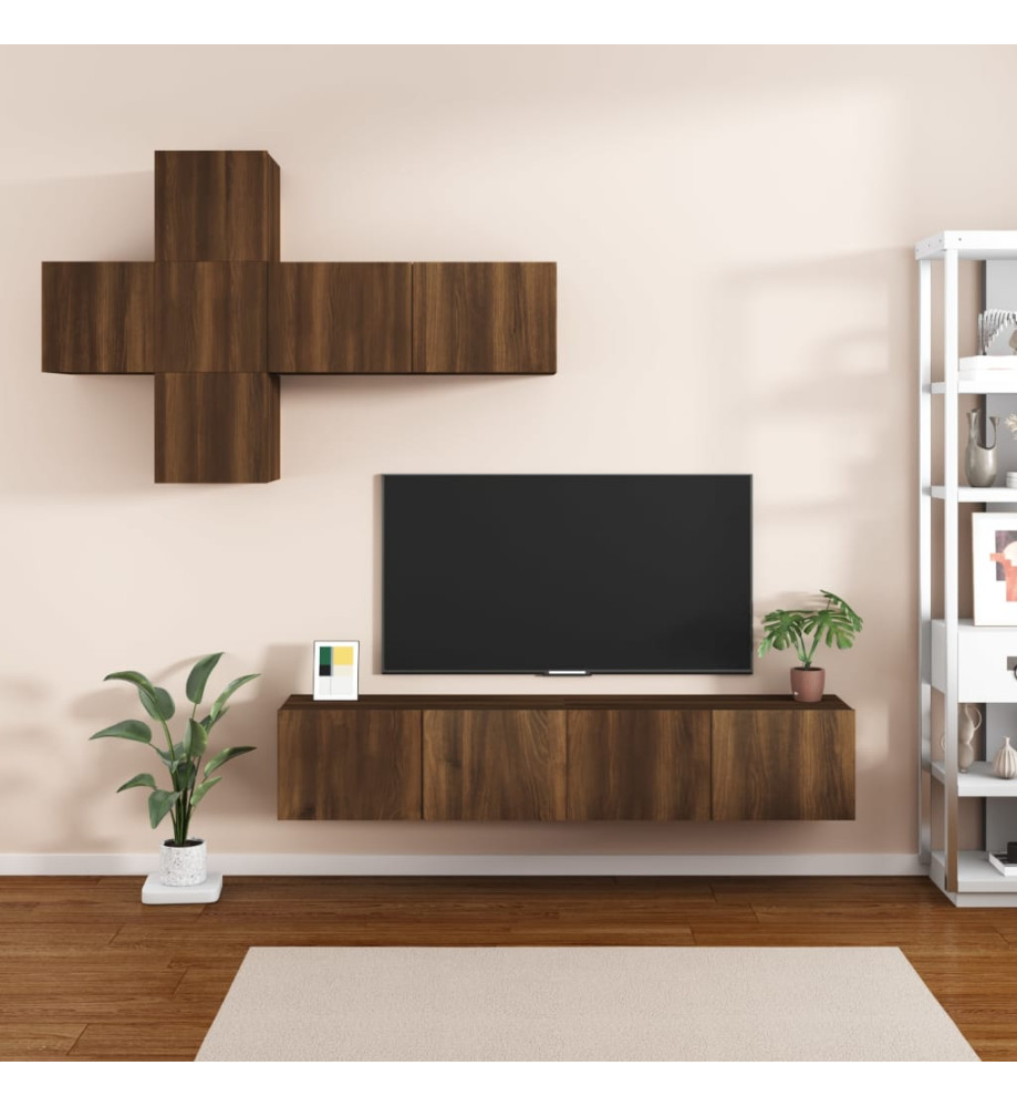 Ensemble de meubles TV 7 pcs Chêne marron Bois d'ingénierie