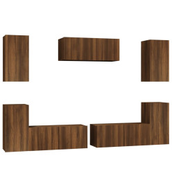 Ensemble de meubles TV 7 pcs Chêne marron Bois d'ingénierie