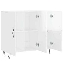 Buffet blanc brillant 90x34x80 cm bois d'ingénierie