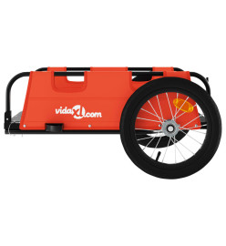 Remorque de vélo cargo orange tissu oxford et fer