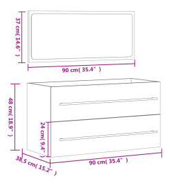 Armoire de bain avec miroir chêne sonoma bois d'ingénierie