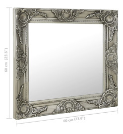 Miroir mural style baroque 60x60 cm Argenté