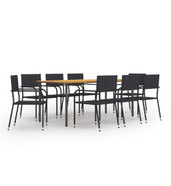 Ensemble de salle à manger de jardin 9 pcs Résine tressée Noir