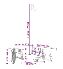 Remorque de vélo cargo bleu tissu oxford et fer