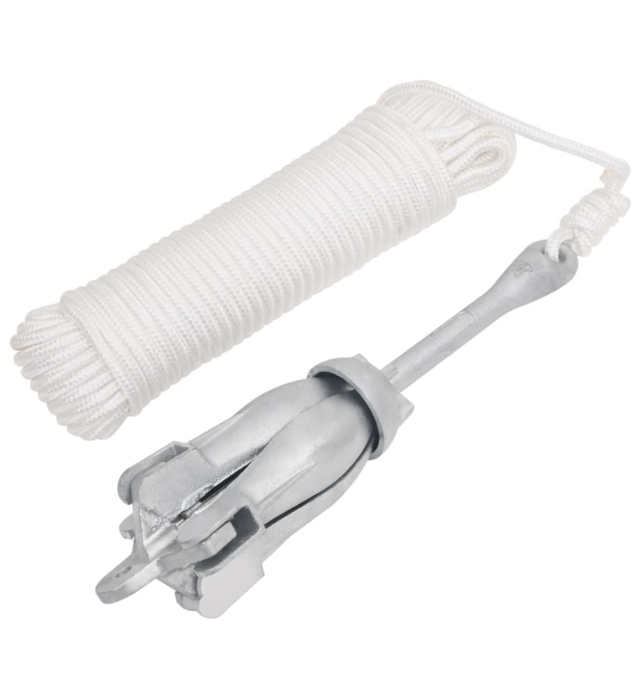 Ancre pliable avec corde argenté 4 kg fer malléable