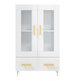 Buffet haut blanc brillant 69,5x31x115 cm bois d'ingénierie