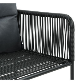 Chaises d'extérieur 6 pcs avec oreillers Résine tressée Noir