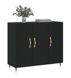 Buffet noir 90x34x80 cm bois d'ingénierie