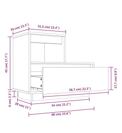 Table de chevet 60x34x51 cm Bois de pin solide