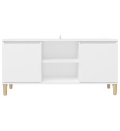 Meuble TV avec pieds en bois massif Blanc 103,5x35x50 cm