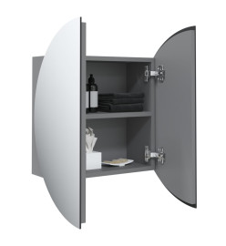 Armoire de salle de bain miroir rond et LED Gris 40x40x17,5 cm