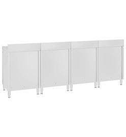 Table de travail commerciale avec armoire 240x60x96 cm Inox