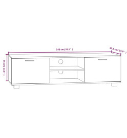 Meuble TV Blanc 140x40,5x35 cm Bois d'ingénierie