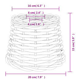Abat-jour de plafonnier marron Ø20x15 cm osier