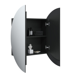 Armoire de salle de bain miroir rond et LED Noir 54x54x17,5 cm