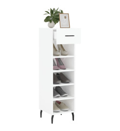 Armoire à chaussure Blanc brillant 30x35x105 cm Bois ingénierie