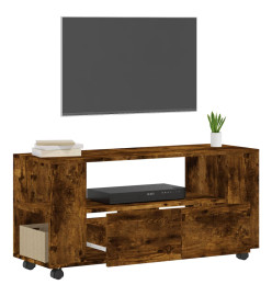 Meuble TV chêne fumé 102x34,5x43 cm bois d'ingénierie