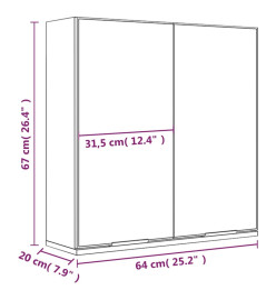 Armoire à miroir de salle de bain Sonoma gris 64x20x67 cm