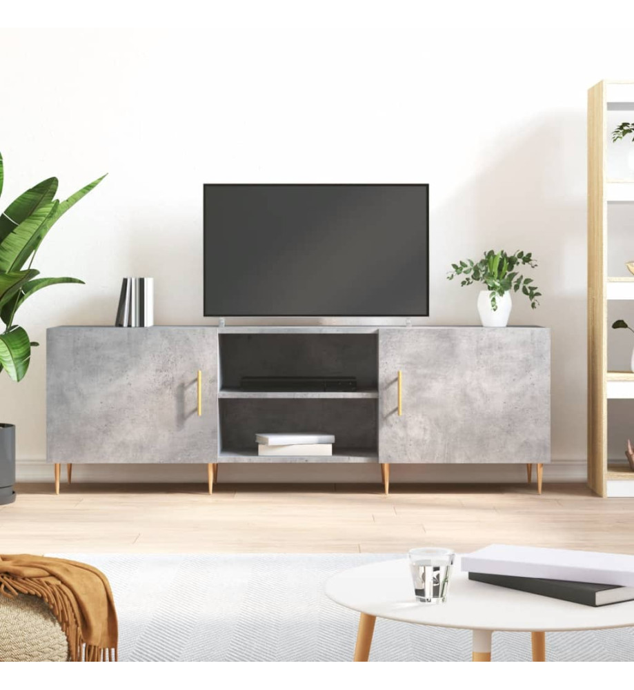 Meuble TV gris béton 150x30x50 cm bois d'ingénierie