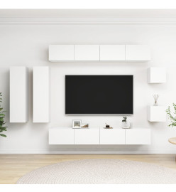 Ensemble de meubles TV 8 pcs Blanc Aggloméré