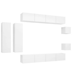 Ensemble de meubles TV 8 pcs Blanc Aggloméré