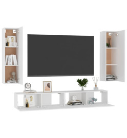 Ensemble de meubles TV 4 pcs Blanc Aggloméré