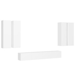 Ensemble de meuble TV 6 pcs Blanc Aggloméré