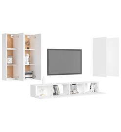 Ensemble de meuble TV 6 pcs Blanc Aggloméré