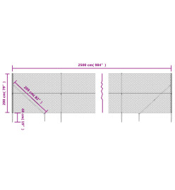 Clôture à mailles losangées avec ancrage argenté 2x25 m