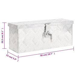 Boîte de rangement Argenté 50x15x20,5 cm Aluminium